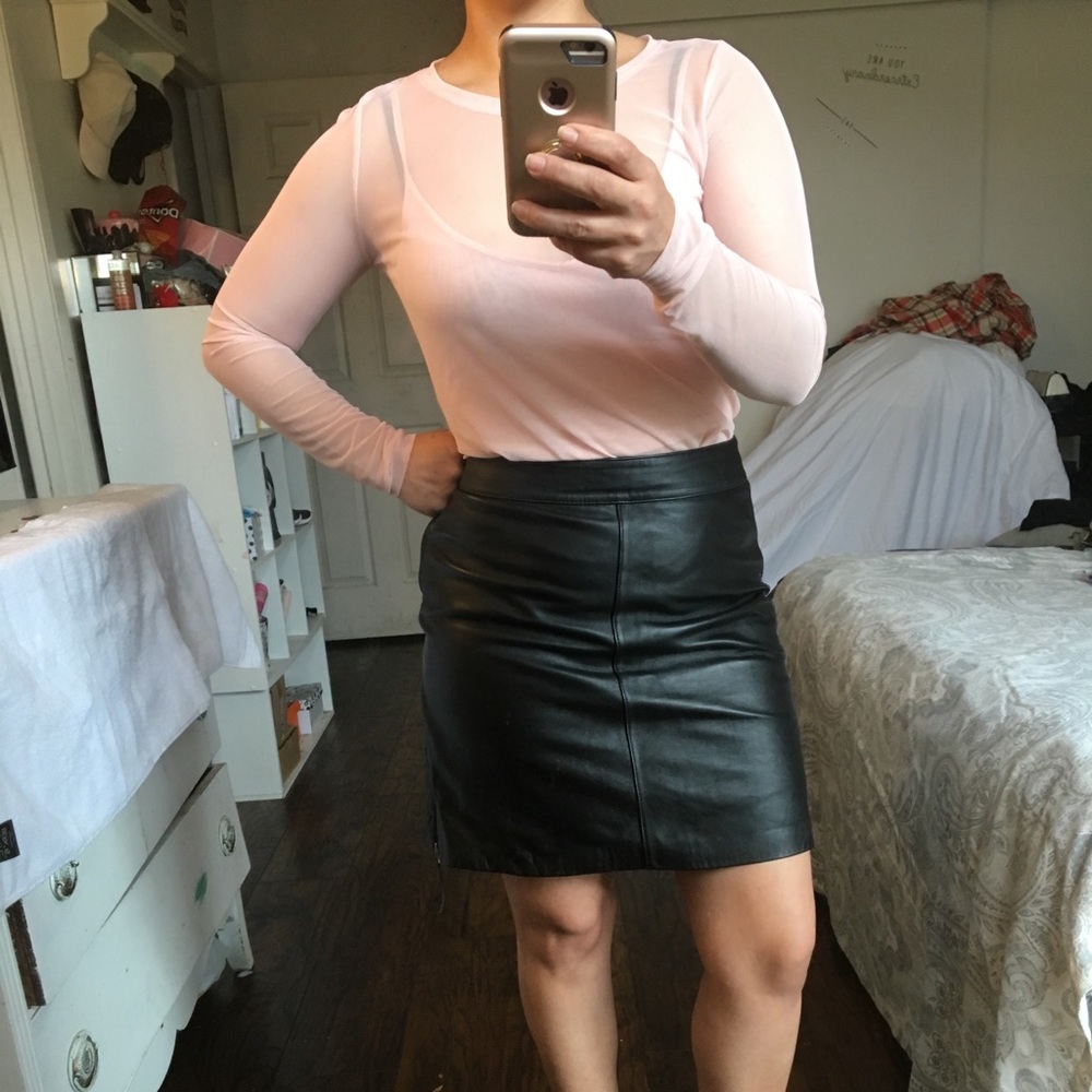 Nude / pink mesh top